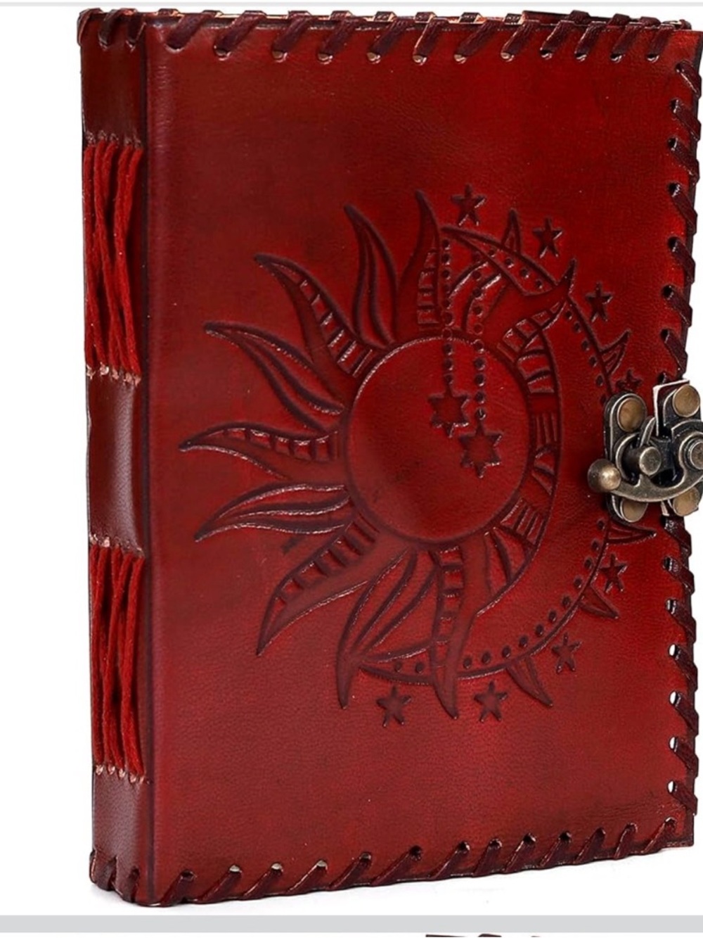 NWT Genuine Leather Sun Moon Celestial Journal 5x7 Handmade Gothic Notebook - Picture 9 of 16